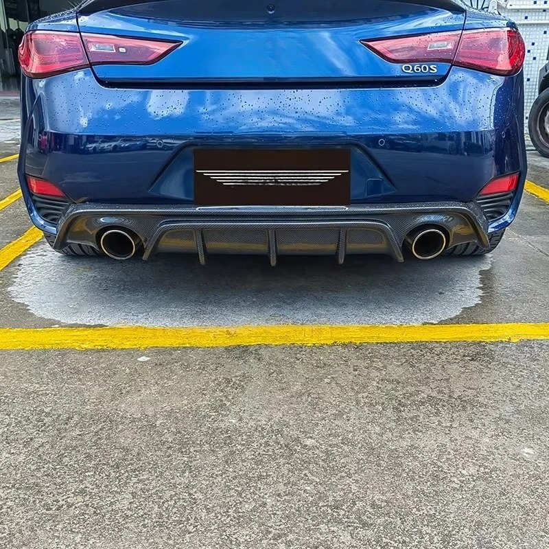 New Carbon Fiber Rear Diffuser Exhaust for  Q60S Coupe Bumper-Bolt-On Installation 100% Fitment High Polished